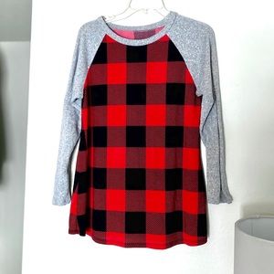 Red Plaid & Grey Shirt | Relaxed Fit | Sz Small